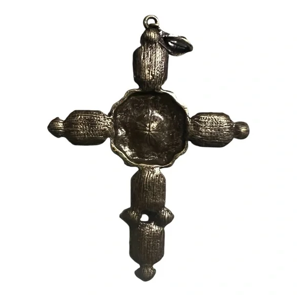 Y2K Emerald Green and Purple Cross Pendant - Picture 2 of 3